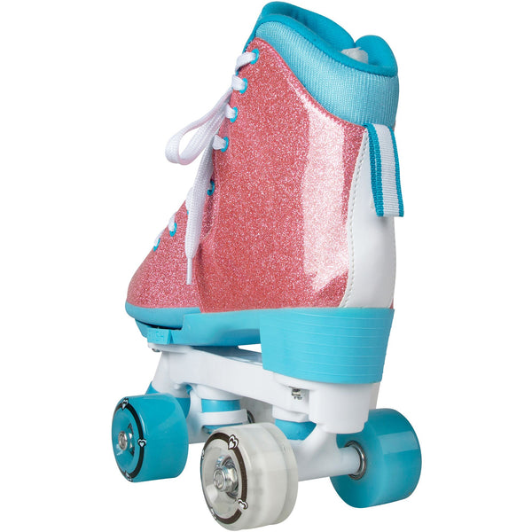 Girls' Adjustable Bling Pink Quad Roller Skates