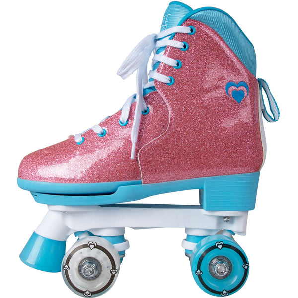 Girls' Adjustable Bling Pink Quad Roller Skates