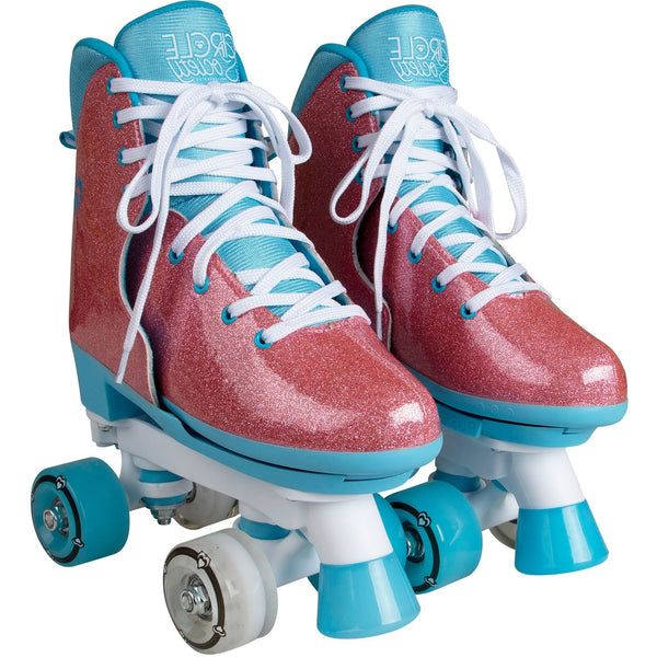 Girls' Adjustable Bling Pink Quad Roller Skates
