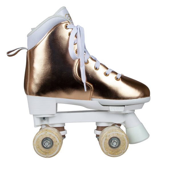 Girls' Adjustable Bling Rose Gold Quad Roller Skates